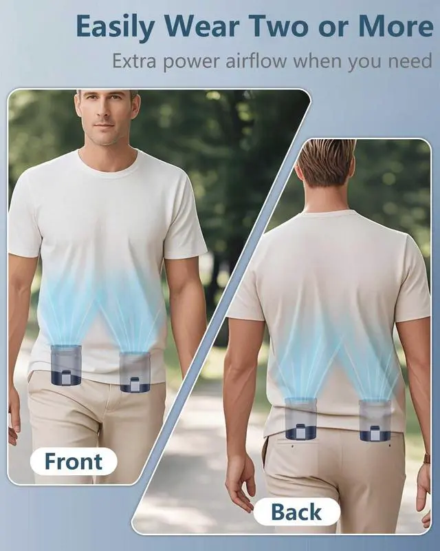Alt view image 5 of 7 - Waist Fan Clip On Shirt Fan-Mini Light Weight Portable Fans that Blow Cold Air,Small Personal Battery Powered Fans,Belt Body Under Shirt AC Cooler,Quiet Wearable Hanging Neck Fan for Women Men Kids