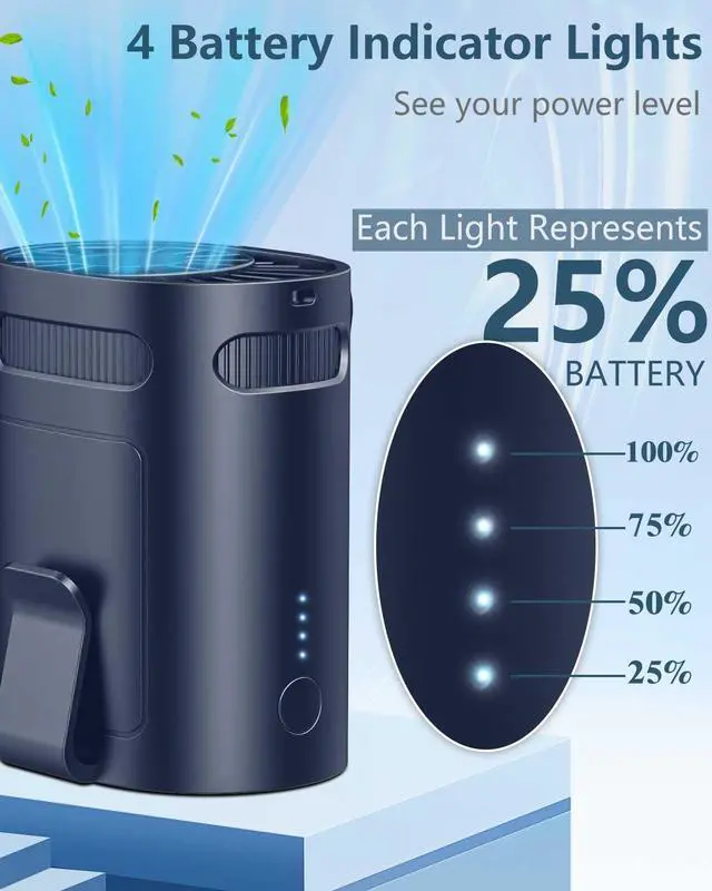Alt view image 6 of 7 - Waist Fan Clip On Shirt Fan-Mini Light Weight Portable Fans that Blow Cold Air,Small Personal Battery Powered Fans,Belt Body Under Shirt AC Cooler,Quiet Wearable Hanging Neck Fan for Women Men Kids
