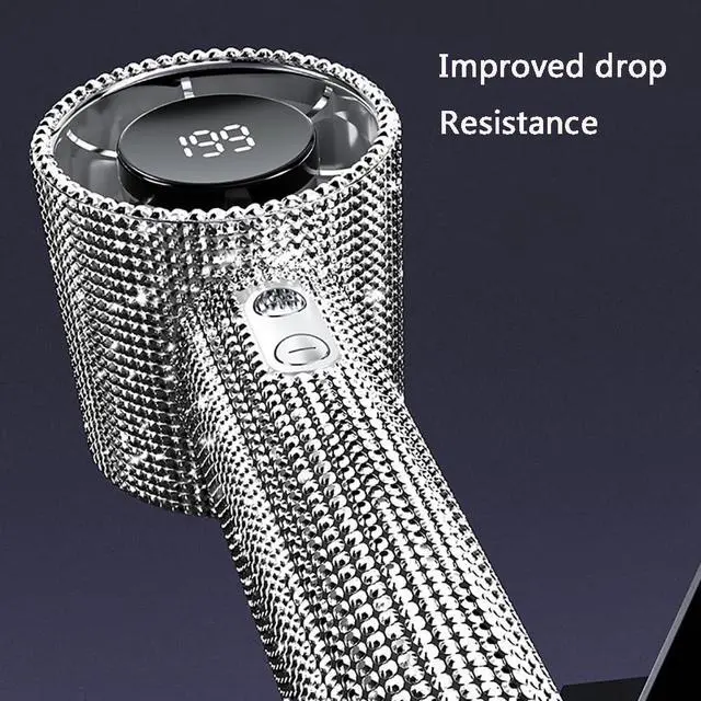 Alt view image 7 of 7 - Portable Handheld Turbo Fan - Fashion Full Diamond 1800mAh USB Rechargeable Personal Battery Operated Mini Small Pocket Mini Fan for Travel/Outdoor/Vacation/Beach/Outdoor Activities (Sliver)