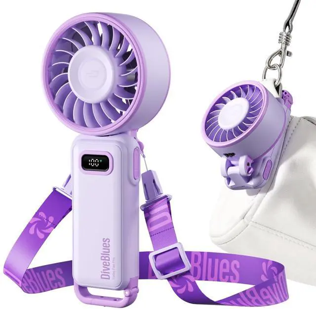 Main image of Portable Turbo Fan, 100 Speed Handheld Fan with Strong Airflow, Foldable 4 in 1 Personal Fan for Neck, Desk & Travel, USB-C Rechargeable, Lightweight for Summer, Concerts & Outdoor Use