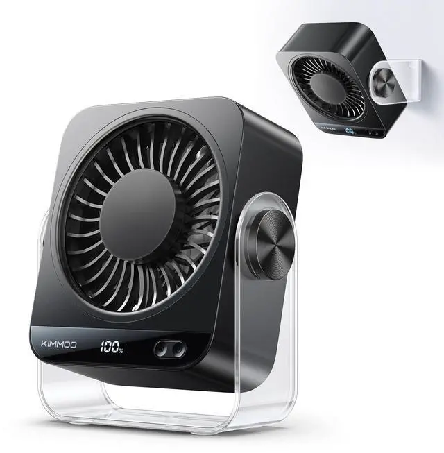 Main image of Desk Fan for Bedroom, Rechargeable USB Turto Table Fan, 199 Speeds, 270° Rotating, Quiet Small Desk Fan with LED Display, Personal Desktop Cooling Fan, Wall Fan for Home Office Travel (Black)