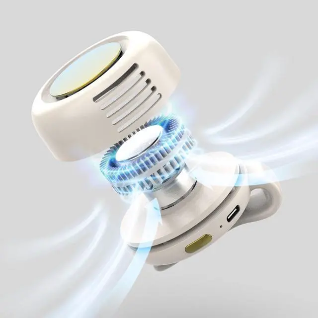 Alt view image 5 of 7 - Portable Silent Clip On Bladeless Fan, Rechargeable Wearable Fan - Hands-Free Waist & Neck Cooling, 3 Speeds, 6H Runtime, USB-C Fast Charge (Pink)