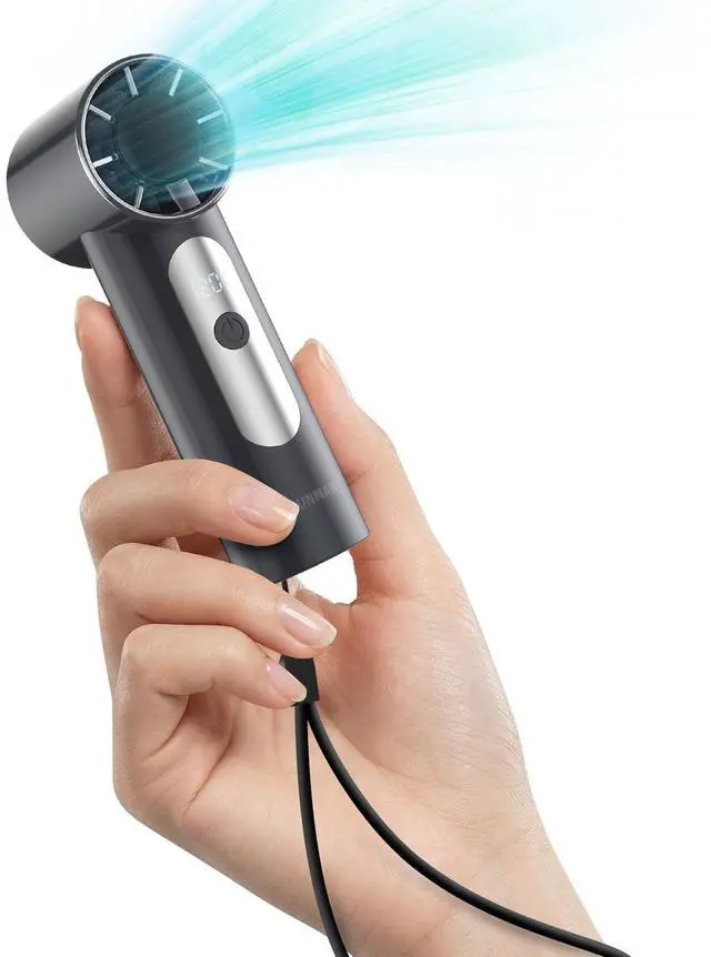 Main image of Mini Handheld Fan, 4 Gear Wind, Battery Operated, Up to 18 Working Hours,LED Display, Pocket Design for Outdoor Activities,Travel,Summer,Concerts,Every Festival Gift for Anyone (Black)