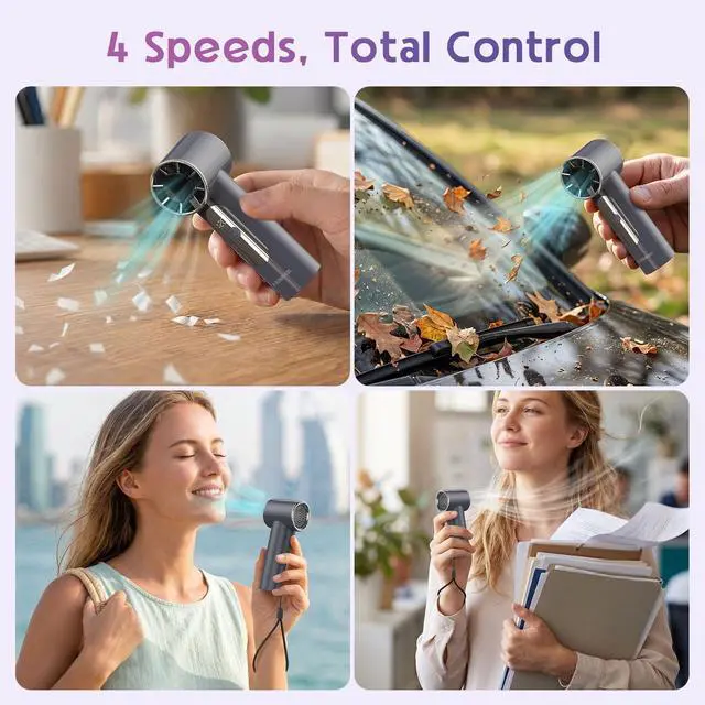 Alt view image 2 of 7 - Mini Handheld Fan, 4 Gear Wind, Battery Operated, Up to 18 Working Hours,LED Display, Pocket Design for Outdoor Activities,Travel,Summer,Concerts,Every Festival Gift for Anyone (Black)