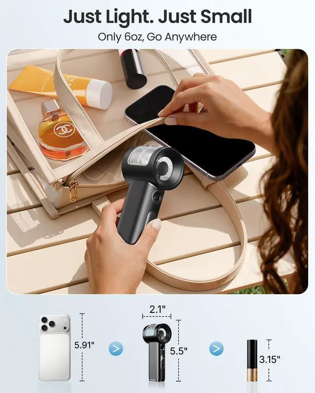 Alt view image 6 of 7 - Handheld Misting Fan Portable - 5000mAh Rechargeable Battery, Powerful Turbo Personal Mister Fans, 5 Speed, Mini Water Spray Mist Hand Fan for Travel, Outdoors, Beach Vacation (Black)