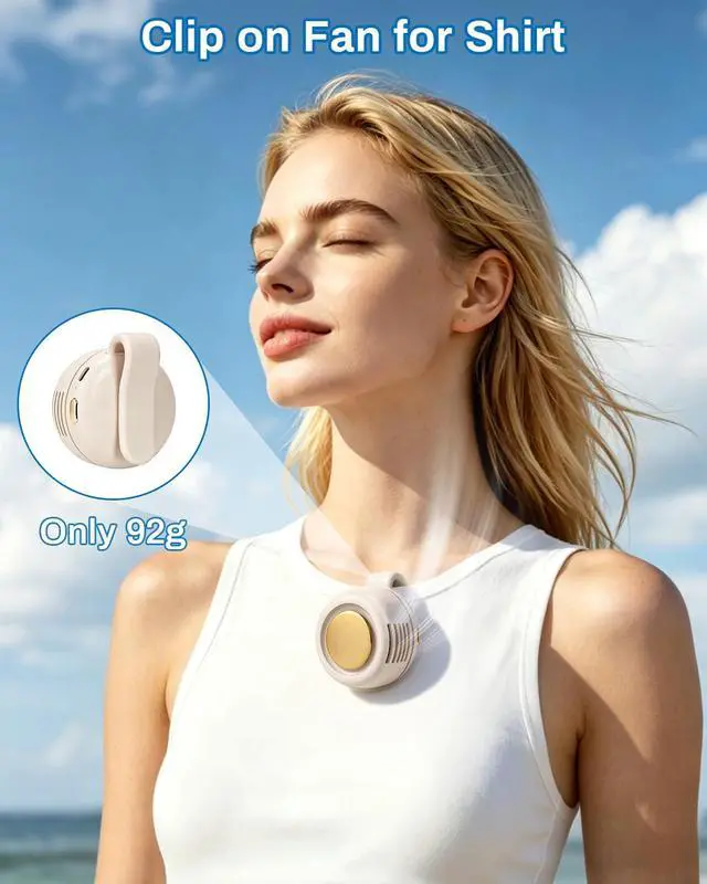 Alt view image 2 of 7 - Portable Silent Mini Bladeless Electric Fan Clip On,Mini Bladeless Fans with Clip,3 Speeds Hands-Free Small Whirlwind Bladeless Fan Neck Fans,Rechargeable Tiny Fan Clips On Shirt (White-2pcs)