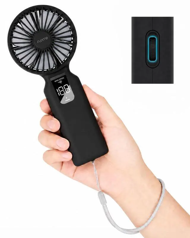 Main image of Portable Handheld Fan, 100 Speed Scroll Wheel Control with Boost Mode, 23H Max Cooling, 4000mAh Rechargeable Personal Fan, LED Display, Quiet/Lightweight for Travel Concerts Makeup Office-Black