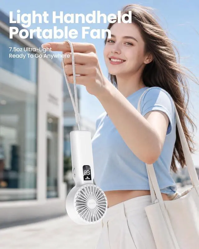 Alt view image 7 of 7 - Portable Handheld Fan, 100 Speed Scroll Wheel Control with Boost Mode, 23H Max Cooling, 4000mAh Rechargeable Personal Fan, LED Display, Quiet/Lightweight for Travel Concerts Makeup Office-Black