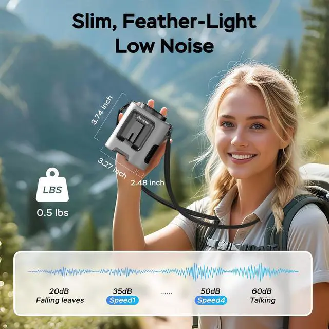Alt view image 5 of 7 - Mini Portable Waist Fan Clip on, Gifts for Father Him Men Dad Husband, 13000RPM Rapid-Cooling Personal Neck Fans, Wearable Shirt Belt Fan for Women Men Outdoor Work Jobsite Travel Camping