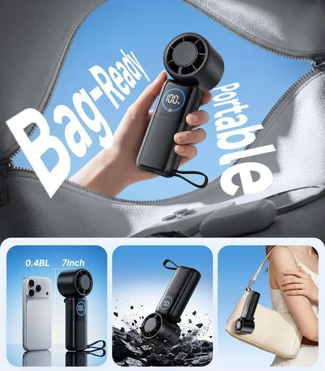 Alt view image 5 of 7 - Turbo Handheld Portable Fan, 15000mAh Rechargeable Personal Fan