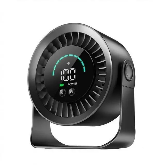 Main image of Mini Desk Fan, Small USB Rechargeable Quiet Desktop Fan, Cooling Table Electric Fan with LED Digital Display, 360°Adjustable Tilt for Bedroom, Office & Home (Black)