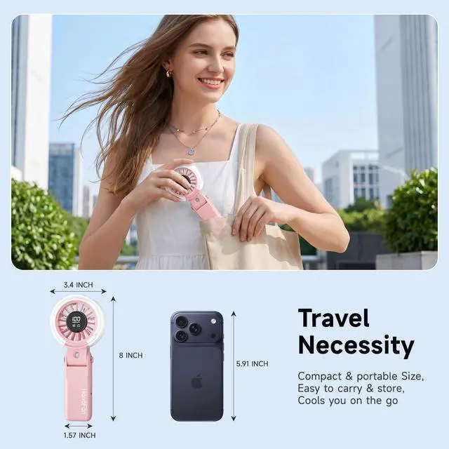 Alt view image 7 of 7 - 4000mAh Handheld Turbo Misting Fan, 100 levels Adjustable High Speed Mister Fan, Portable Spray Water Mist Fans, Foldable Mini Hand Fans for Summer Beach Travel Concerts Disney(Pink)