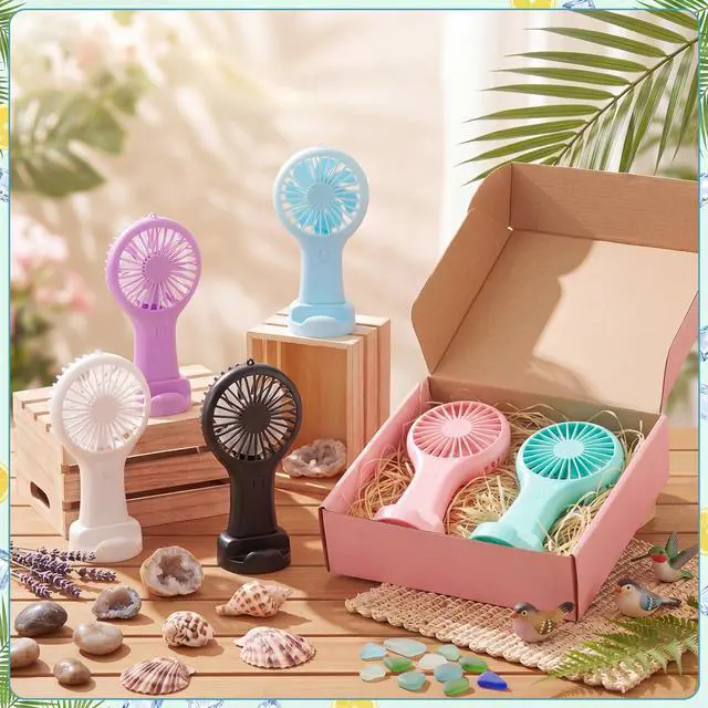Alt view image 3 of 7 - 6 Pack Powerful Mini Handheld Fan Bulk 3 Speed USB Rechargeable Small Desk Fan Summer Gift for Wedding Beach Outdoor Women Eyelash (White,Pink,Blue,Green,Purple,Black)