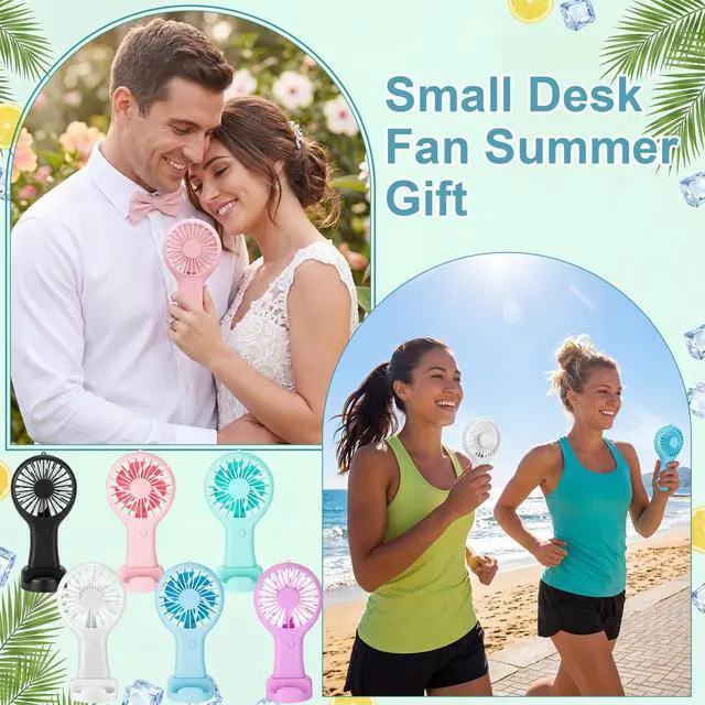 Alt view image 5 of 7 - 6 Pack Powerful Mini Handheld Fan Bulk 3 Speed USB Rechargeable Small Desk Fan Summer Gift for Wedding Beach Outdoor Women Eyelash (White,Pink,Blue,Green,Purple,Black)