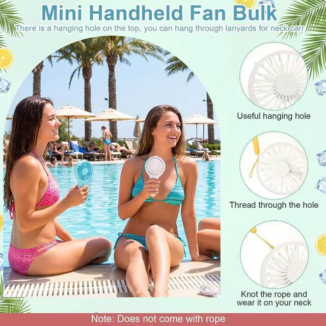 Alt view image 6 of 7 - 6 Pack Powerful Mini Handheld Fan Bulk 3 Speed USB Rechargeable Small Desk Fan Summer Gift for Wedding Beach Outdoor Women Eyelash (White,Pink,Blue,Green,Purple,Black)
