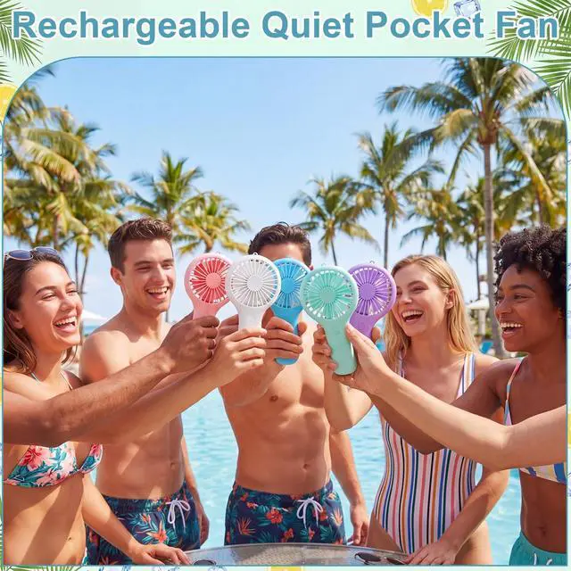 Alt view image 7 of 7 - 6 Pack Powerful Mini Handheld Fan Bulk 3 Speed USB Rechargeable Small Desk Fan Summer Gift for Wedding Beach Outdoor Women Eyelash (White,Pink,Blue,Green,Purple,Black)