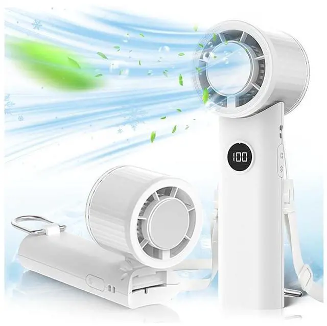 Main image of Portable Handheld Foldable Personal Fan, Small but Efficient, Long-Runtime, Outdoor Mini Rechargeable Cooling Fan, Battery Powered Portable Cooling, 5-Speed, Summer Accessory for Travel(White)