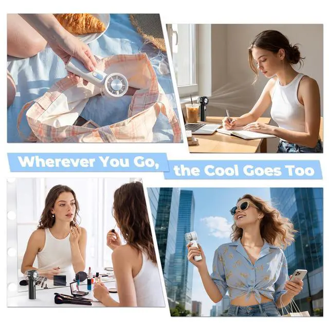 Alt view image 6 of 7 - 2026 Portable Handheld Fan with Ice Cooling, 5 Gear Strong Airflow, 3000mAh Rechargeable Battery, 20000RPM Powerful Mini Turbo Fan, Up to 12Hrs, Personal Fan for Travel, Outdoor, Makeup(Black)