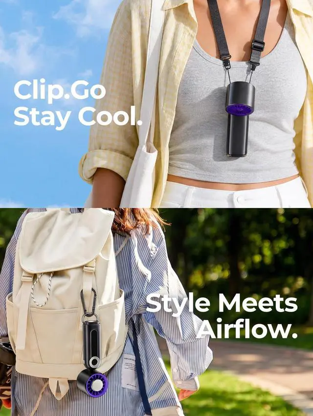 Alt view image 6 of 7 - Portable Fan Rechargeable, Small Hand Held Mini Personal Fan with Cooling Plate, Digital Display, 199 Speeds, Foldable Desk & Neck Use, LED Light & Carabiner for Travel Camping