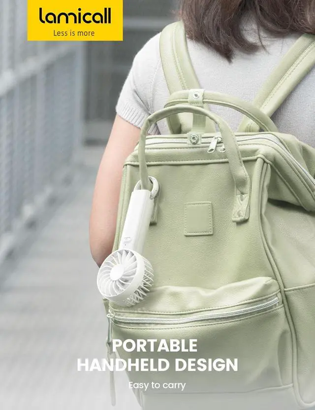 Alt view image 3 of 7 - Mini Portable Fan, 3 Speed Handheld Fan, Rechargeable Battery Personal Fan Makeup Eyelash Dryer Small Desk Fan for Travel Office Outdoor Women Men Cute Design-White