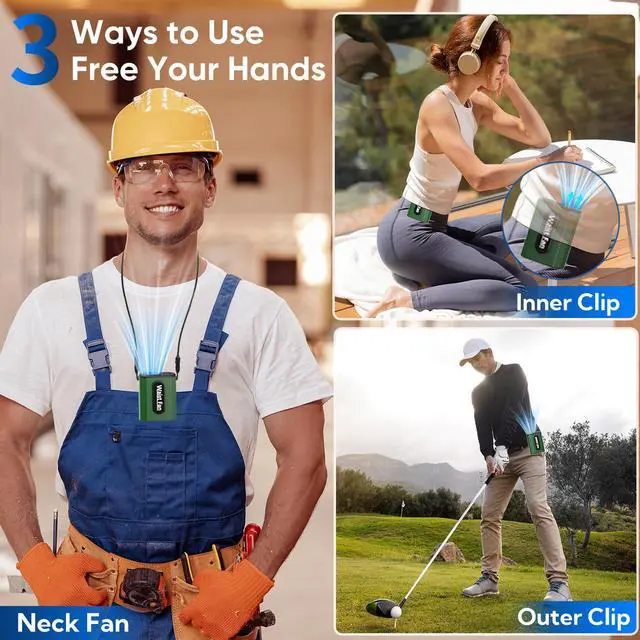 Alt view image 7 of 7 - Portable Waist Fan, 4 Speed 18000RPM Strong Airflow, Rechargeable Personal Neck Fan Up to 20H Runtime, Hands-Free Hanging Personal Waist Fan with Dual-Sided Clip for Traveling Camping Jobsite