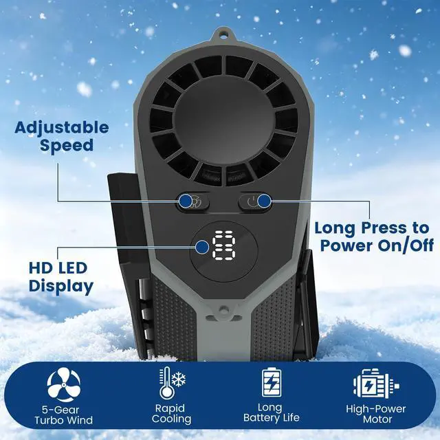 Alt view image 6 of 7 - 2026 Portable Waist Fan Clip on, 14000RPM Strong Airflow Rechargeable Neck Fan, Mini Fan Hands-Free with 5 Speeds & 26H Working Time for Outdoor, Indoor, Jobsite, Camping, GreigeDeep Gray