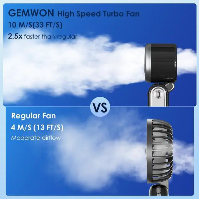 Alt view image 3 of 7 - Small Portable Handheld Turbo Fan, 0.2 lb & 12 Hrs Cooling Personal Fans, Quiet Stepless High Speed Mini Hand Fan, Rechargeable Battery Fan for Outdoor, Travel, Camping, Gifts for Women & Men (Black)