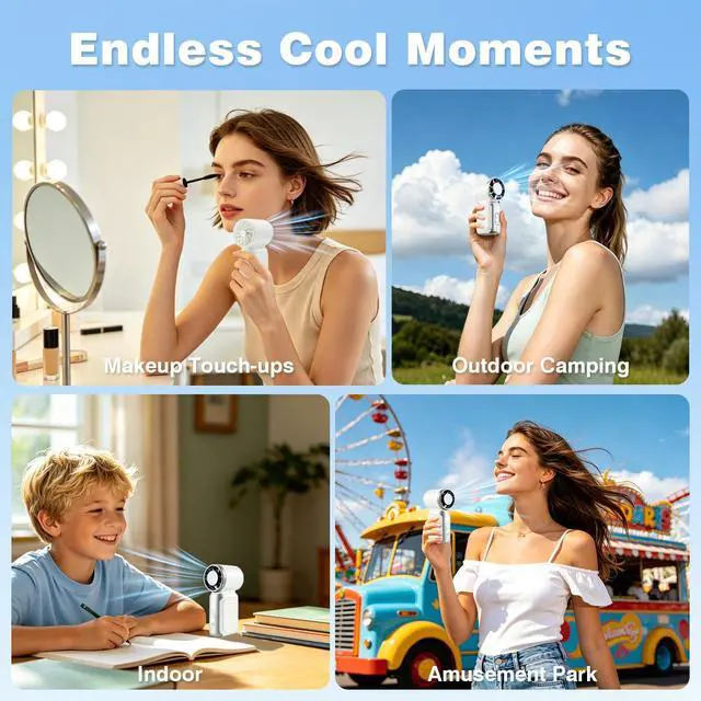 Alt view image 3 of 7 - Portable Handheld Fan, 22000 RPM Small Personal Fan with 4 Adjustable Speeds & LED Display, Lightweight Mini Fan with Detachable Lanyard for Travel, Office, Outdoor Activities