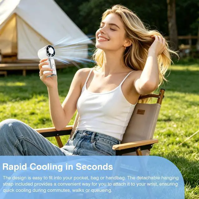 Alt view image 7 of 7 - Portable Handheld Fan, 22000 RPM Small Personal Fan with 4 Adjustable Speeds & LED Display, Lightweight Mini Fan with Detachable Lanyard for Travel, Office, Outdoor Activities
