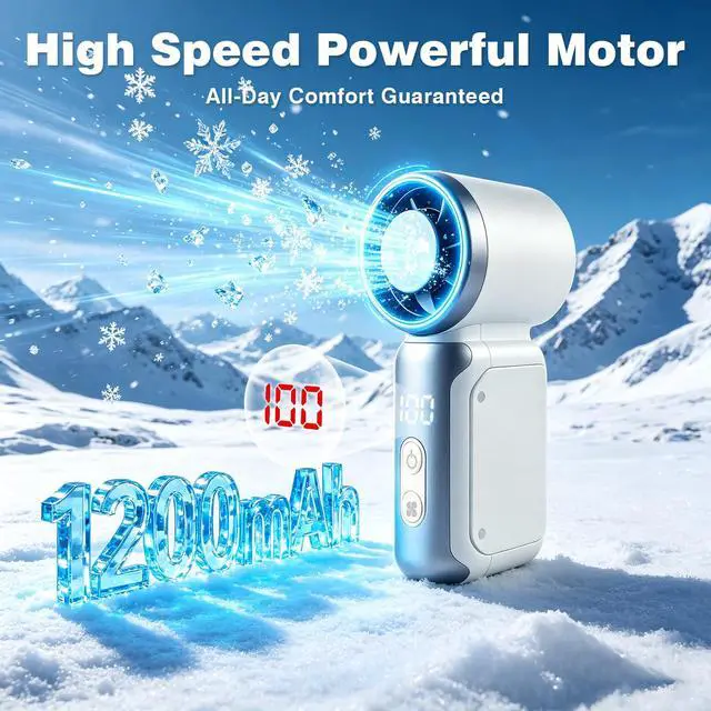 Alt view image 5 of 7 - Portable Handheld Fan, 22000 RPM Small Personal Fan with 4 Adjustable Speeds & LED Display, Lightweight Mini Fan with Detachable Lanyard for Travel, Office, Outdoor Activities