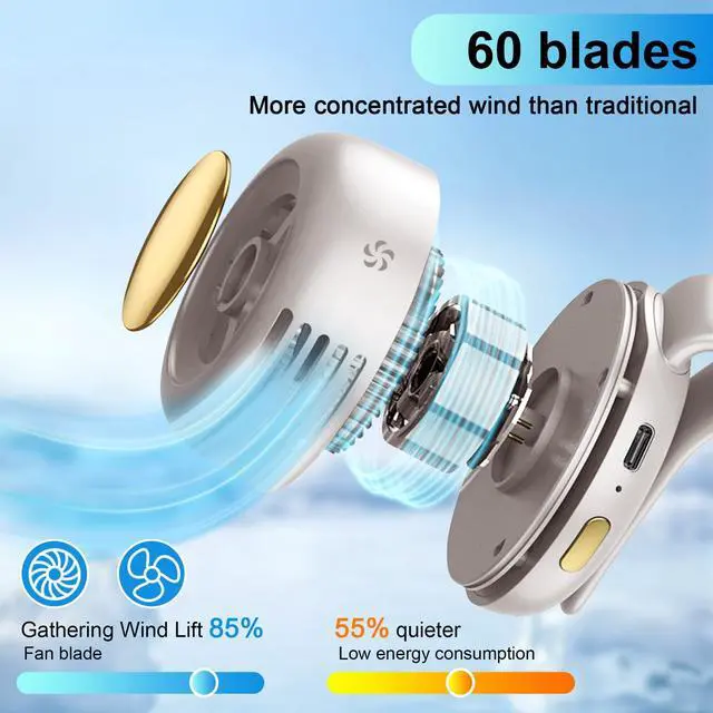 Alt view image 3 of 7 - 2PCS Portable Electric Mini Bladeless Fan, Silent Mini Adjustable Clip-On USB Rechargeable Fan, 3-Speed Ultra-Quiet Personal Cooling Fan