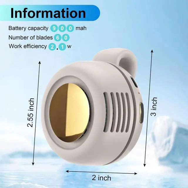 Alt view image 7 of 7 - 2PCS Portable Electric Mini Bladeless Fan, Silent Mini Adjustable Clip-On USB Rechargeable Fan, 3-Speed Ultra-Quiet Personal Cooling Fan
