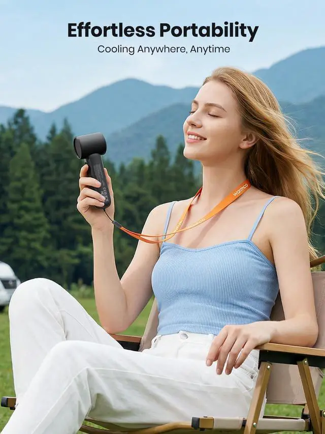 Alt view image 5 of 7 - 5000mAh Portable Handheld Fan, 15000 RPM High Speed Mini Personal Turbo Fan, 5 Speeds, LED Display, USB-C Rechargeable Small Desk Fan for Travel Outdoor Makeup