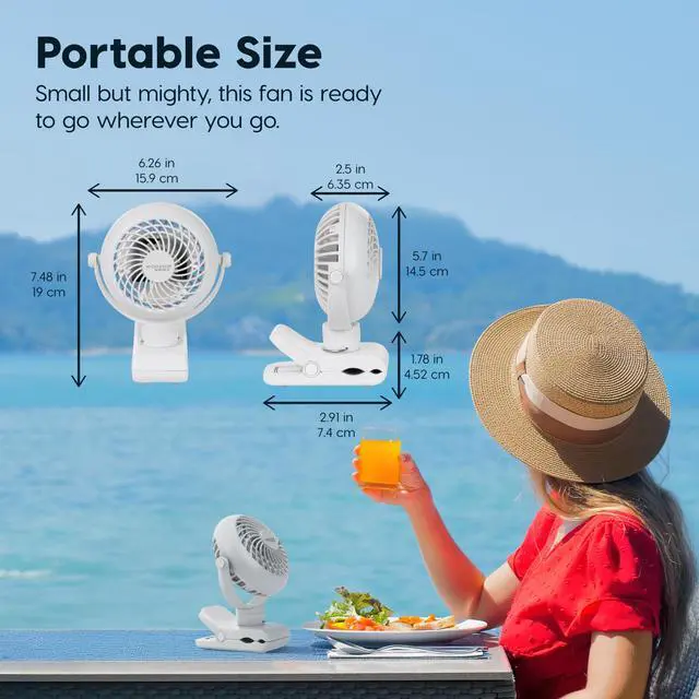 Alt view image 2 of 7 - WOOZOO 3.5" Cordless Portable Clip On Fan, USB-C Rechargeable Fan, LED Light, Mosquito Repellent Tray, 360° Tilt, 3 Speeds,Bedside Kitchen Camping Golfing Outdoor Use, Black