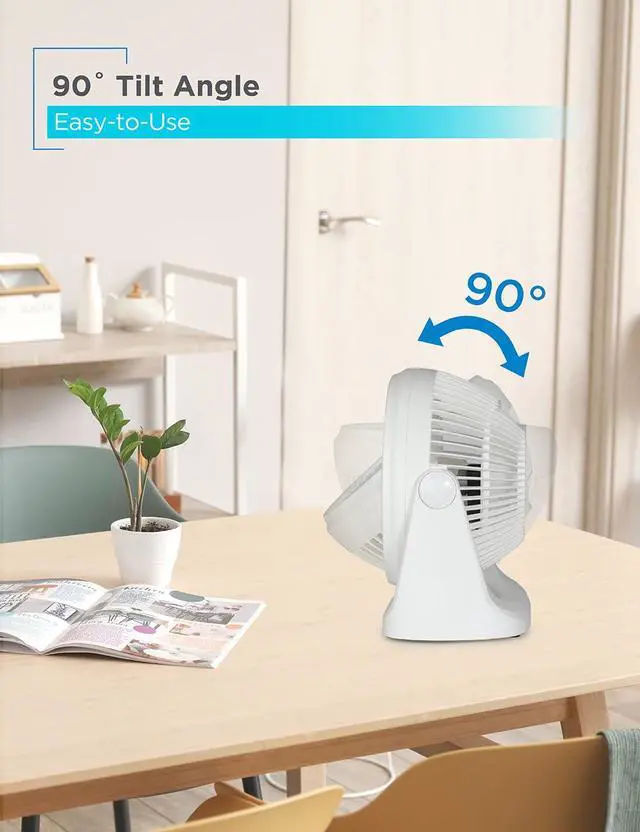 Alt view image 4 of 7 - 7-Inch Portable Turbo Fan, 3-Speed Settings, BFTU107W, White