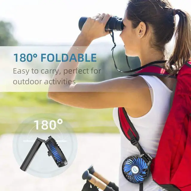 Alt view image 6 of 7 - 10400mAh Portable Handheld Fan, 40Hrs Long-Lasted Hand Fan Rechargeable, Mini Personal Fans Foldable, Heavy Duty Battery Fans for Travel Beach Concerts Cruise Makeup(Blue Blade)