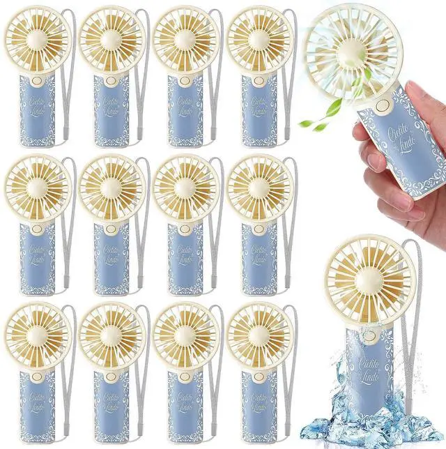 Main image of 12 Pcs Mexican Mini Handheld Fans Bulk Gifts De Barro Cooling Handle Fans Cielito Lindo Party Decorations for Guest Wedding Baby Shower Birthday Supplies, Battery Not Included(Blue)