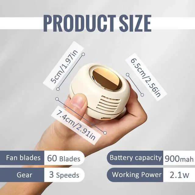 Alt view image 6 of 6 - Portable Silent Mini Bladeless Fan Clip On, 3-Speed Personal Fan with Secure Grip, 25dB Ultra Quiet, 360° Rotatable, USB Rechargeable Clip Fan for Waist, Shirt, Stroller, Travel, Office & Outdoor