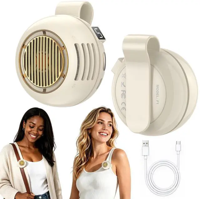 Main image of 2-Pack Upgraded Mini Clip On Fan Portable, 2.8oz Ultra-Lightweight, 5 Speed USB-C Mini Portable Fan, Bladeless Silent Small Clip on Fan for Shirt, Whirlwind Clip Fan for Travel, Outdoor, Office