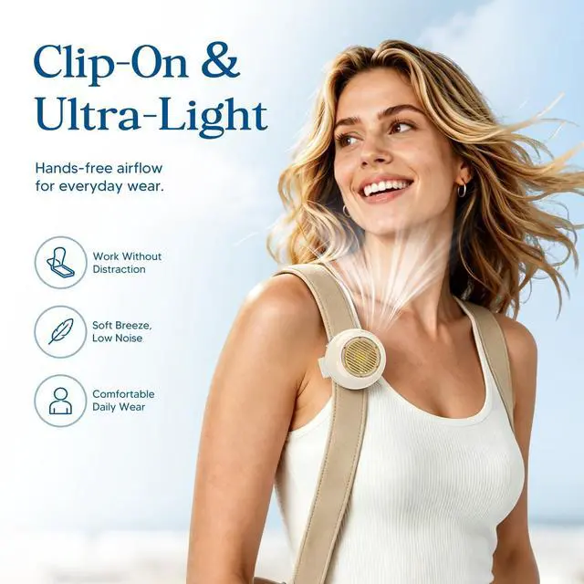 Alt view image 7 of 7 - 2-Pack Upgraded Mini Clip On Fan Portable, 2.8oz Ultra-Lightweight, 5 Speed USB-C Mini Portable Fan, Bladeless Silent Small Clip on Fan for Shirt, Whirlwind Clip Fan for Travel, Outdoor, Office