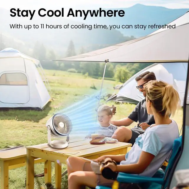 Alt view image 2 of 7 - Quiet Desk Fan for Bedroom, Battery Powered Personal Fan Portable