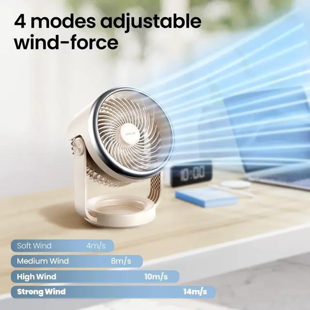 Alt view image 4 of 7 - Quiet Desk Fan for Bedroom, Battery Powered Personal Fan Portable