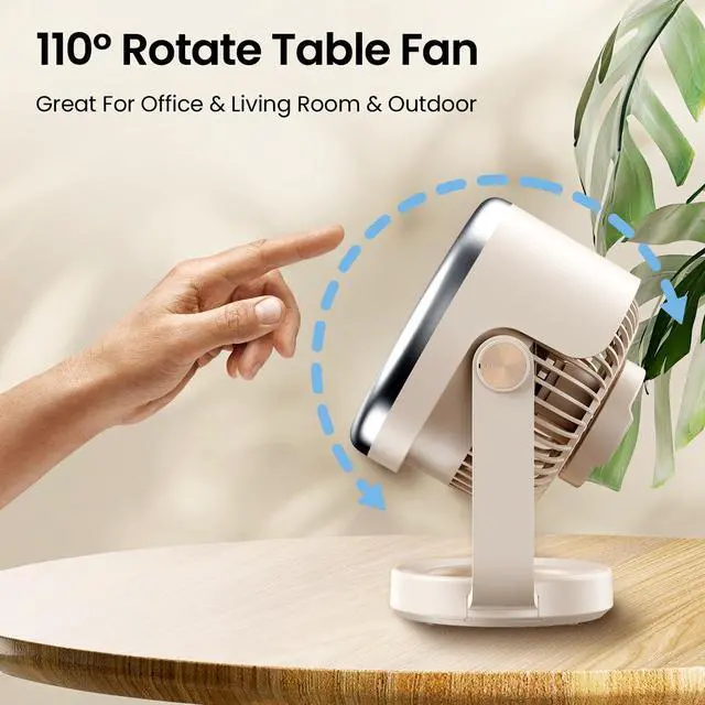 Alt view image 7 of 7 - Quiet Desk Fan for Bedroom, Battery Powered Personal Fan Portable