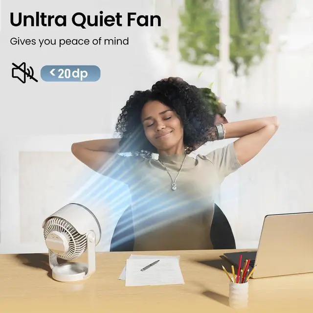 Alt view image 6 of 7 - Quiet Desk Fan for Bedroom, Battery Powered Personal Fan Portable