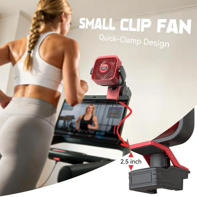 Alt view image 2 of 7 - 4" Clip Fan Compatible with Milwaukee 18V Battery (Tool Only) 3-Speed Cordless Clip-On Fan with 360° Rotation Low Noise Portable Desk Fan for Camping Jobsite Tent Fishing Outdoor