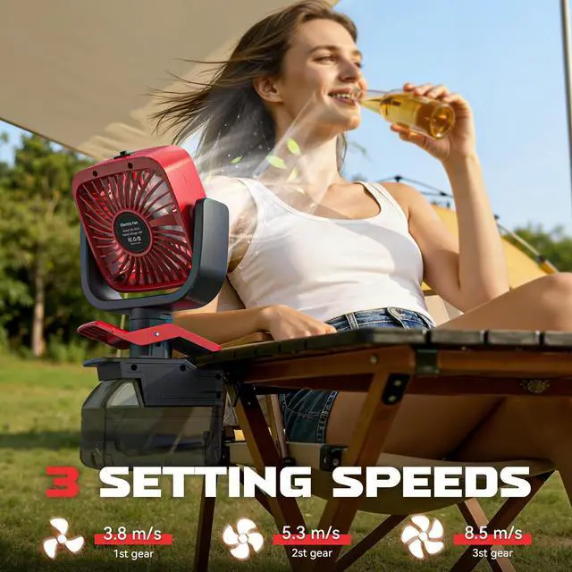 Alt view image 3 of 7 - 4" Clip Fan Compatible with Milwaukee 18V Battery (Tool Only) 3-Speed Cordless Clip-On Fan with 360° Rotation Low Noise Portable Desk Fan for Camping Jobsite Tent Fishing Outdoor