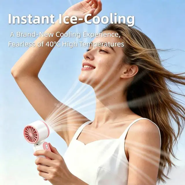 Alt view image 7 of 7 - Portable Handheld Air Conditioners Fan with Semiconductor Ice Cooling,199 Speed Strong Wind,6000mAh Rechargeable,3-in-1 Mini AC Cooler Fan(Hand/Neck/Desk),Personal Turbo Fans for Outdoor Travel (Pink