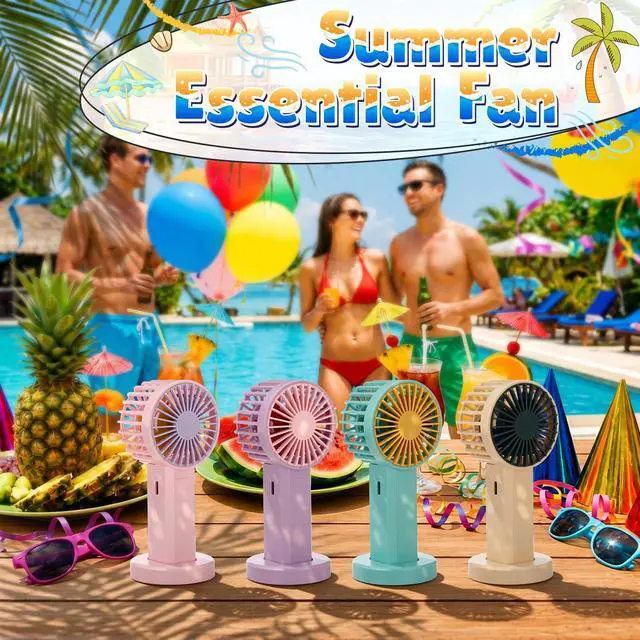 Alt view image 5 of 7 - 8 Pcs Rechargeable Mini Portable Handheld Fans Bulk USB Desktop Personal Fan with Lanyard for Wedding Gifts Birthday Party Favors Company Employee Gifts Summer Camp Office Outdoor Travel