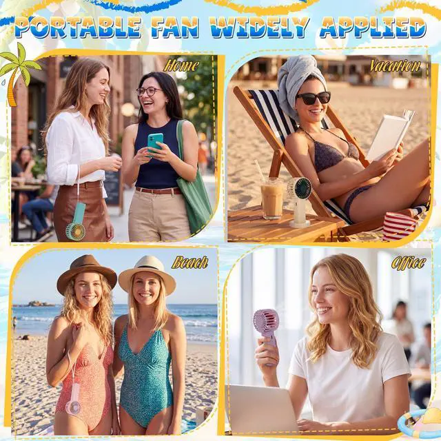Alt view image 7 of 7 - 8 Pcs Rechargeable Mini Portable Handheld Fans Bulk USB Desktop Personal Fan with Lanyard for Wedding Gifts Birthday Party Favors Company Employee Gifts Summer Camp Office Outdoor Travel