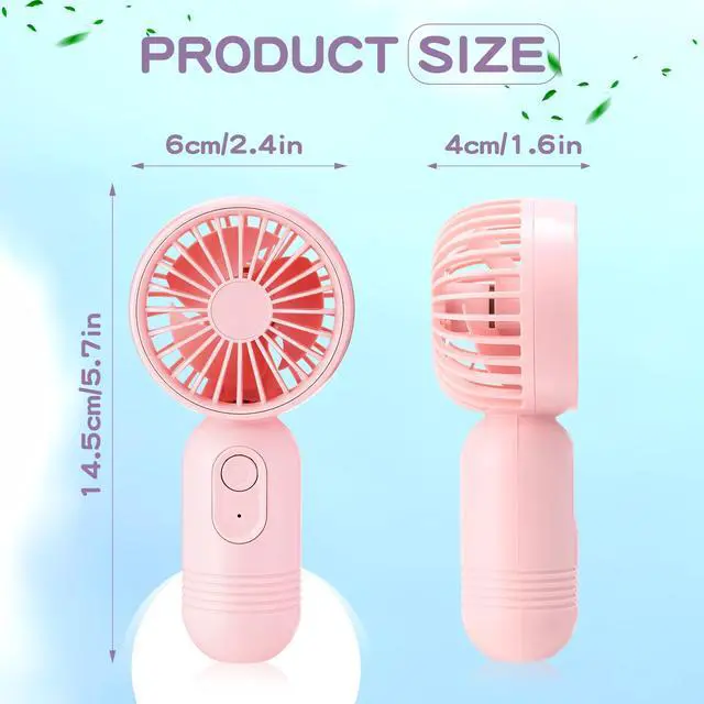 Alt view image 2 of 7 - 6 Pcs Mini Portable Fan Bulk Cute Handheld Lightweight Small Little Personal Hand Eyelash Fan 3 Speeds USB Rechargeable for Women Men Indoor Outdoor Makeup Travel (Pink)